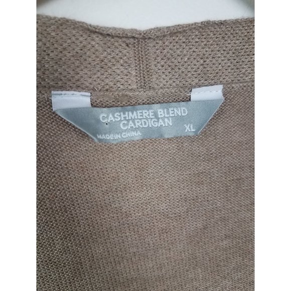 Luxury Premier Collection Sz. XL Beige Cashmere Blend Open Cardigan Sweater - Picture 2 of 8